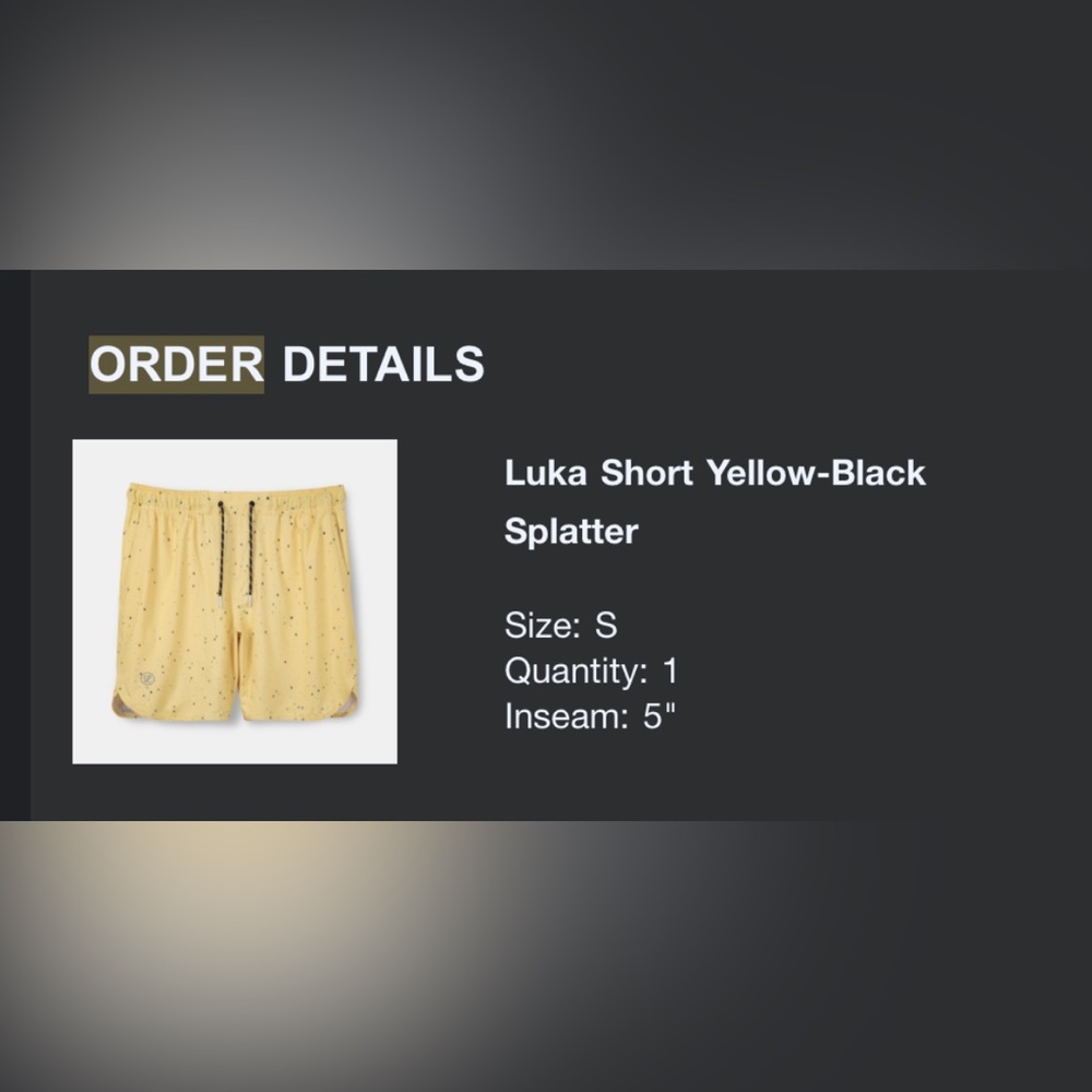 Legends Luka Shorts - Yellow Speckle 5” - Size S
